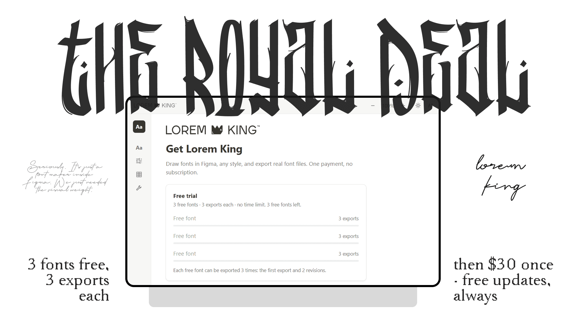 The free trial on Lorem King's own page